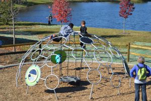 Photo of the climbing dome at Dolphin Lake.