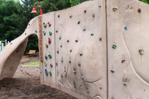 Photo of the climbing wall at Patriots Park.