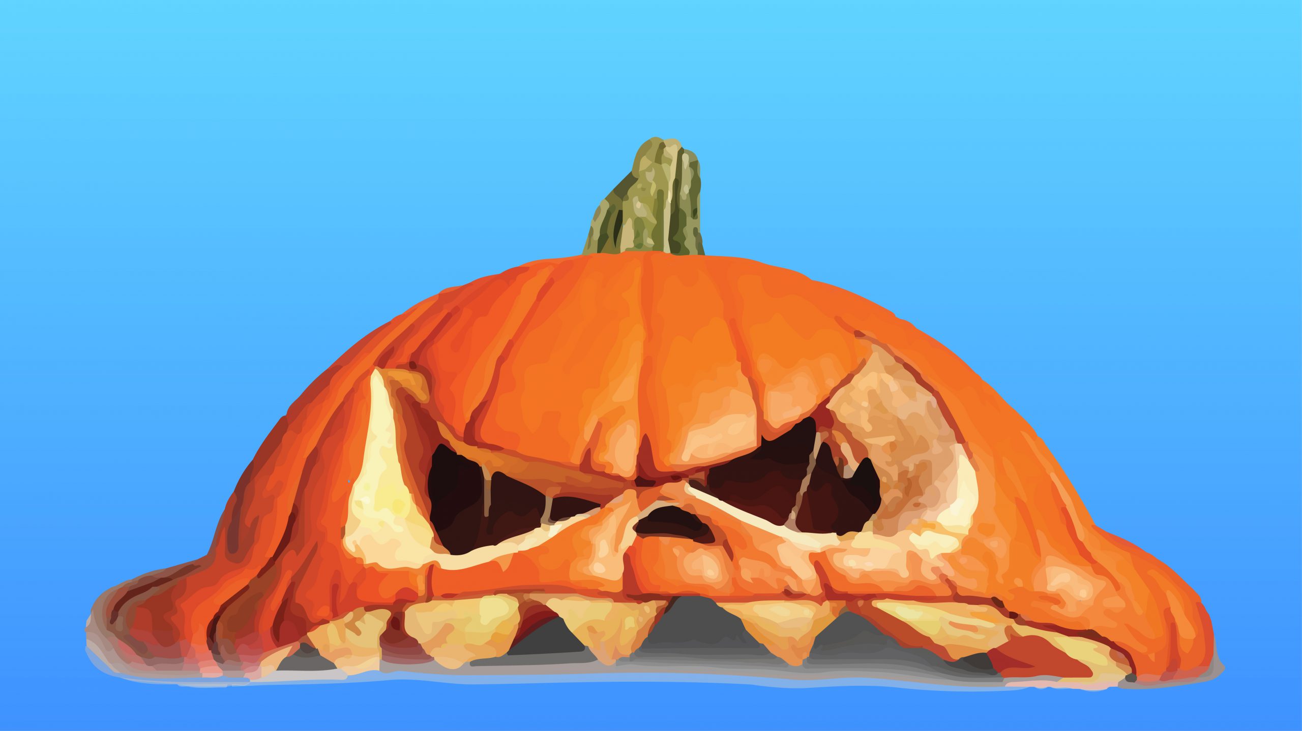 2022 Pumpkin smash slider graphic Graphic of a smashed pumpkin.