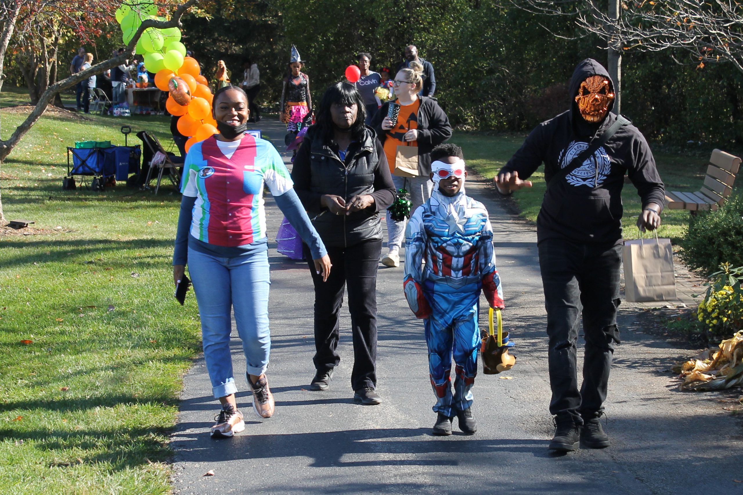 Photo of trick-or-treaters at the Trick or Treat Trail.