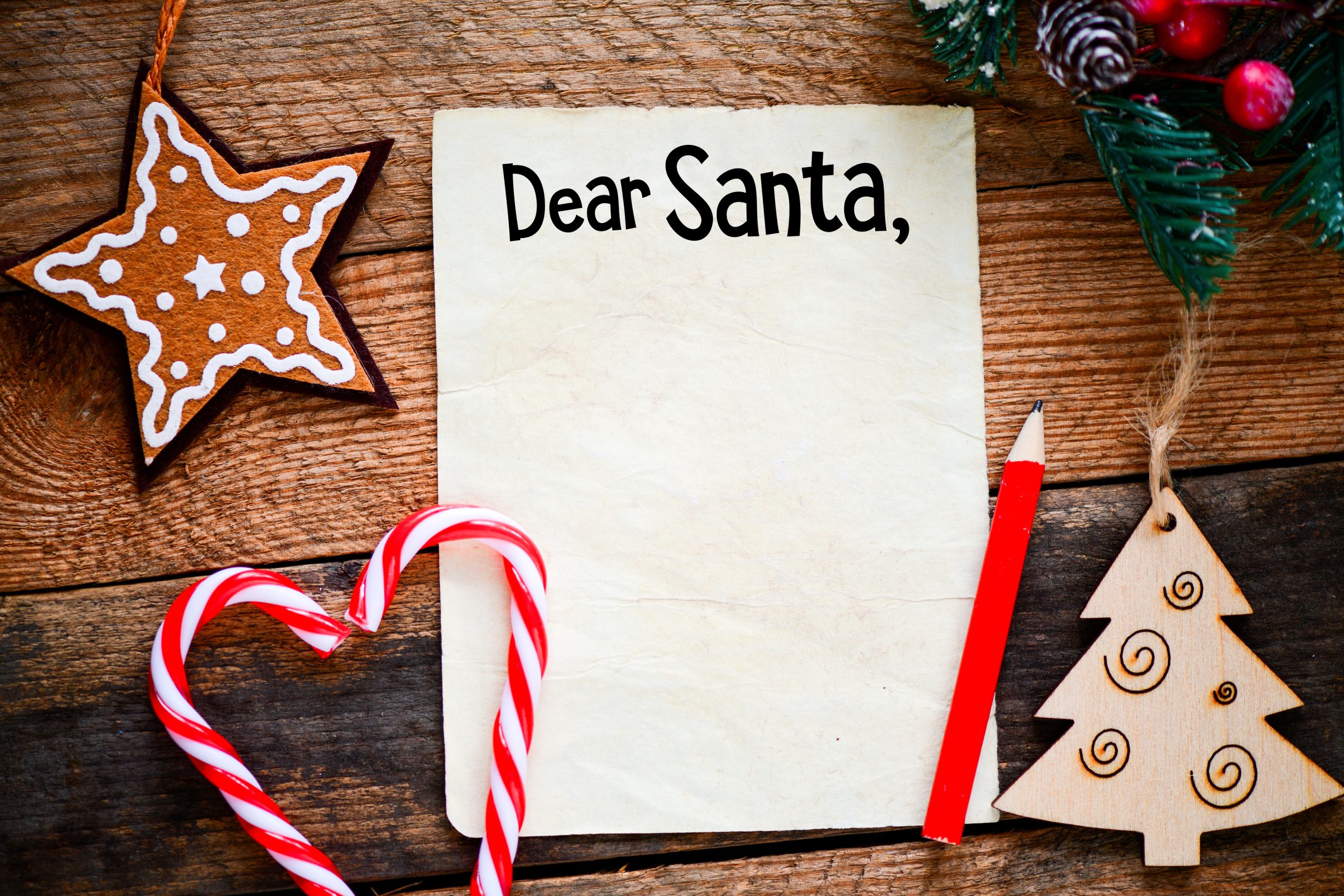 Graphic of a letter that reads "Dear Santa".