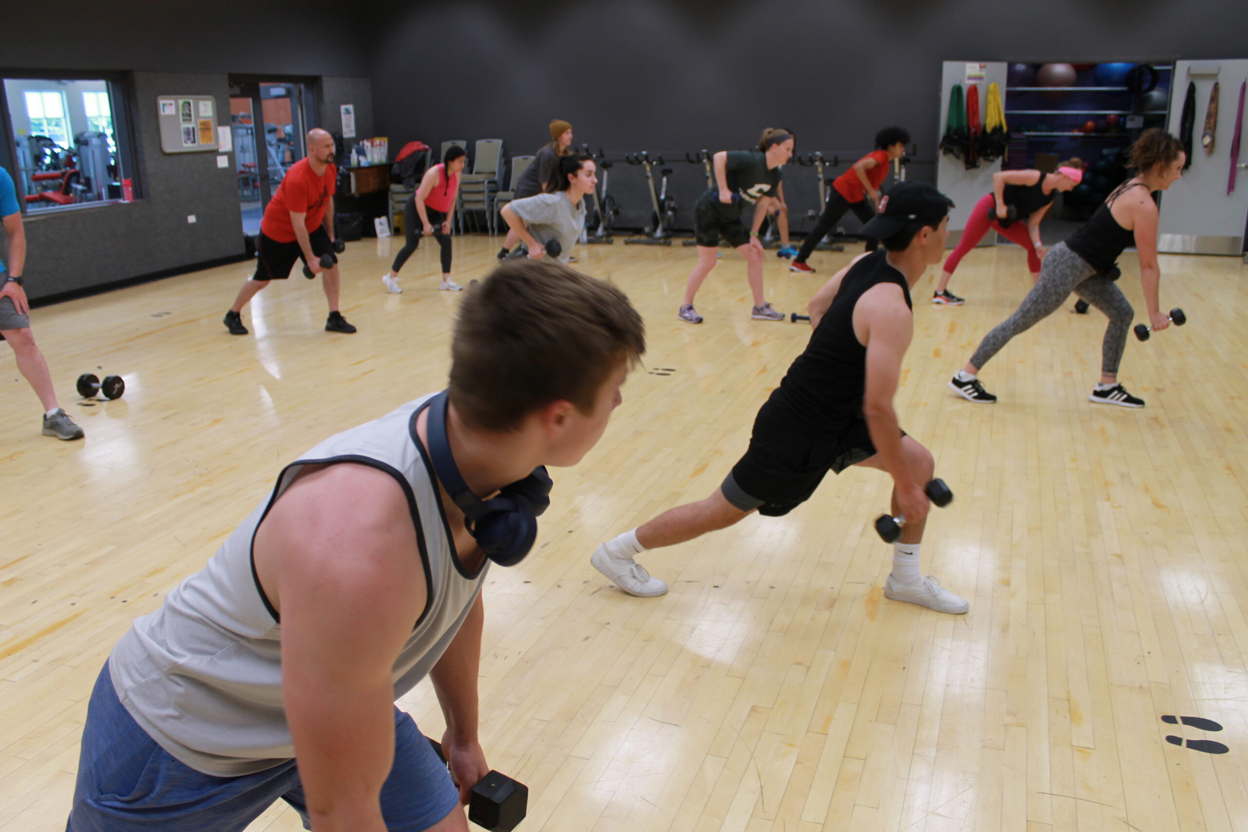 IMG_7248 photo of a group fitness class training with free weights